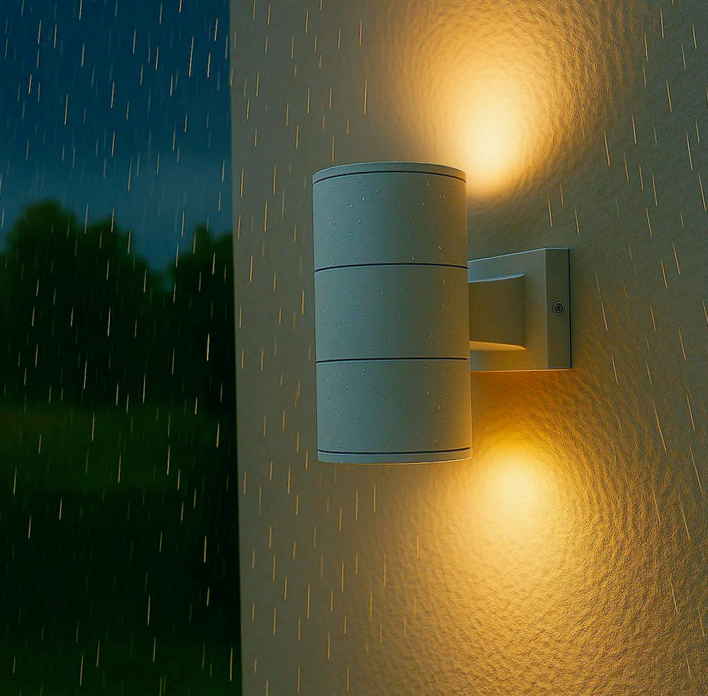 Applique esterna a parete doppia emissione – Giardino, protezione IP55, 2 portalampade GU10 - ambraled