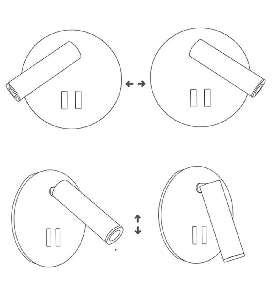 Applique orientabile a parete – Doppia fonte luminosa, 8W, luce calda - ambraled