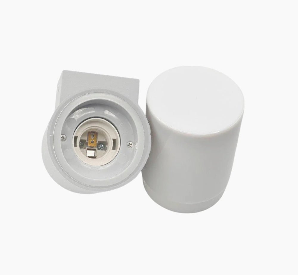 Applique da esterno in bianco e grigio – Lampada da muro attacco E27 IP54 - ambraled