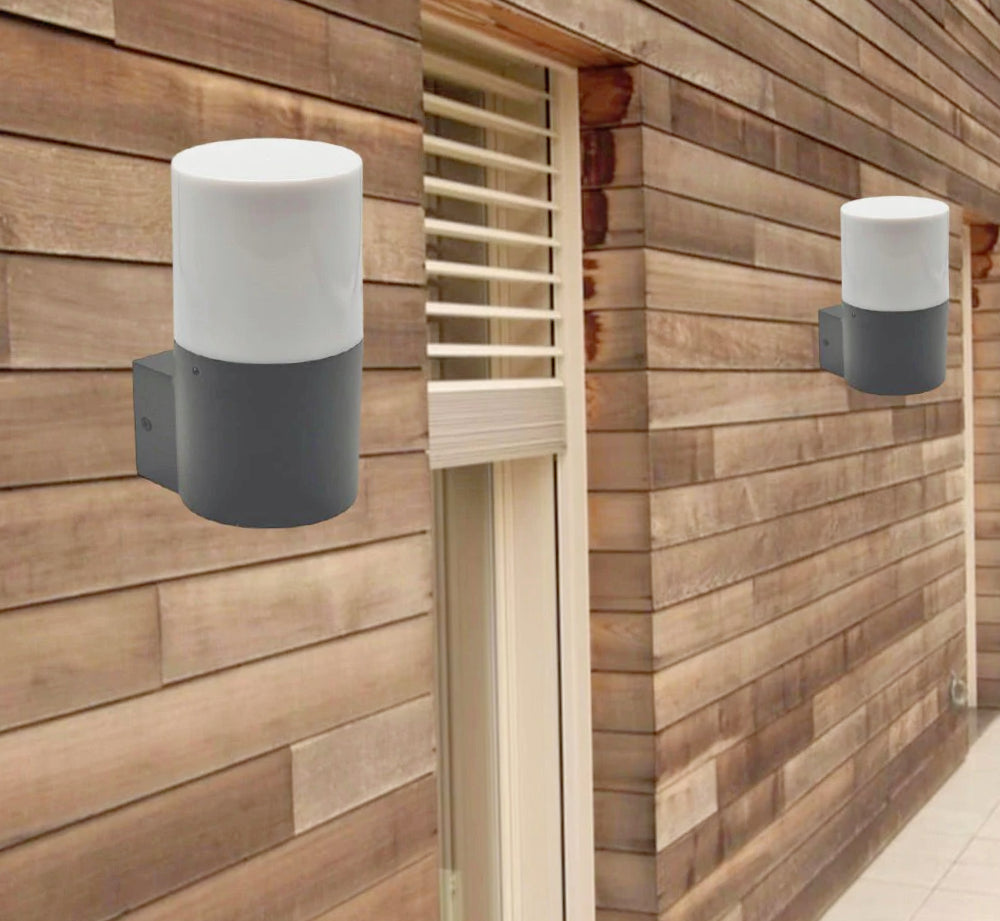 Applique da esterno in bianco e grigio – Lampada da muro attacco E27 IP54 - ambraled