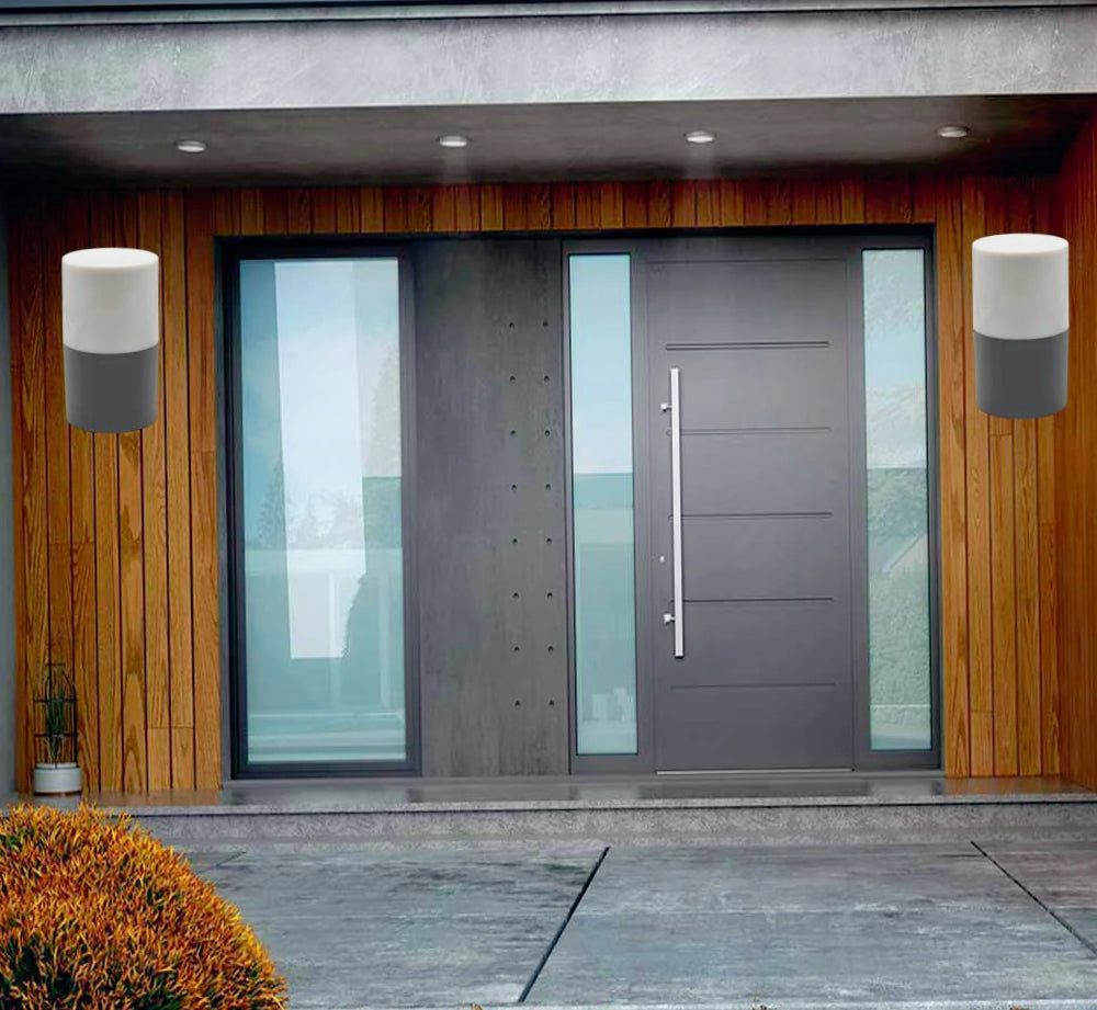 Applique da esterno in bianco e grigio – Lampada da muro attacco E27 IP54 - ambraled