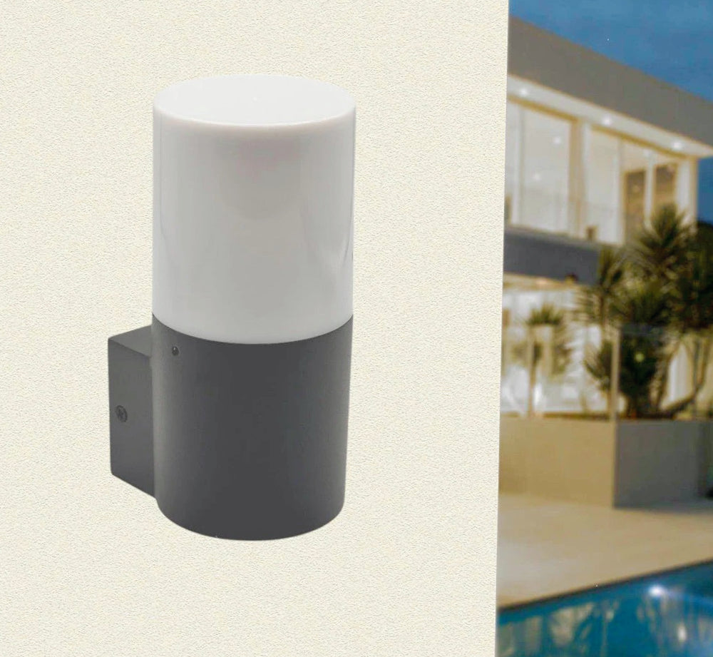 Applique da esterno in bianco e grigio – Lampada da muro attacco E27 IP54 - ambraled