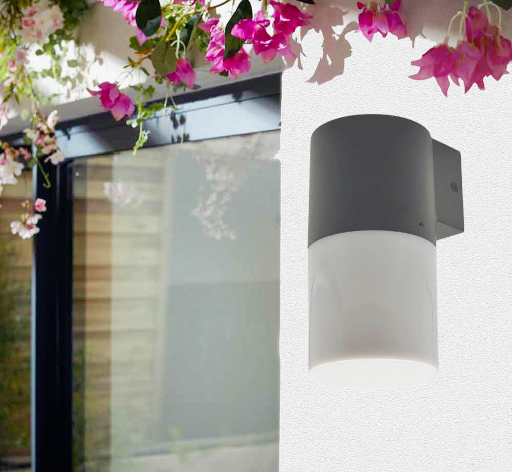 Applique da esterno in bianco e grigio – Lampada da muro attacco E27 IP54 - ambraled