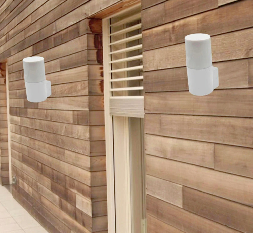 Applique da esterno in bianco e grigio – Lampada da muro attacco E27 IP54 - ambraled