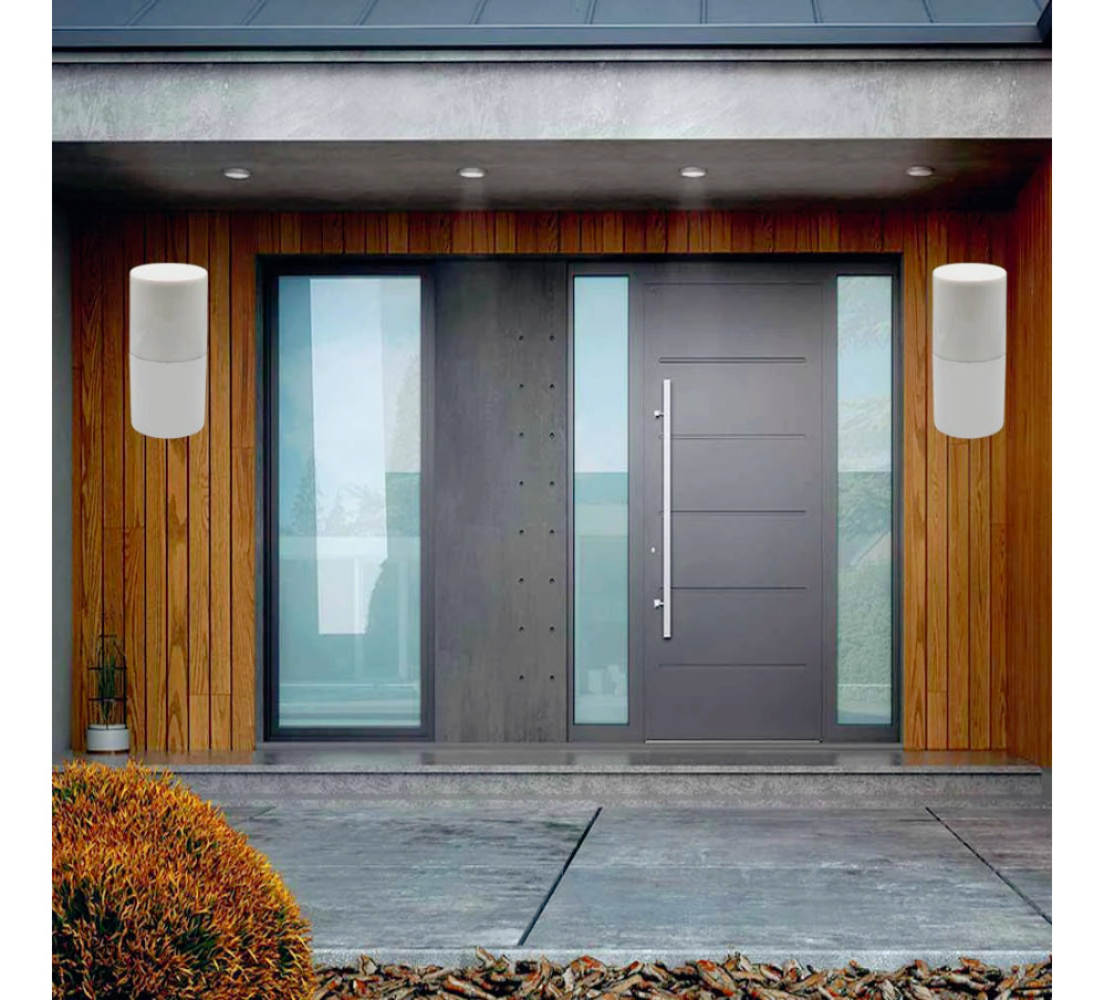 Applique da esterno in bianco e grigio – Lampada da muro attacco E27 IP54 - ambraled