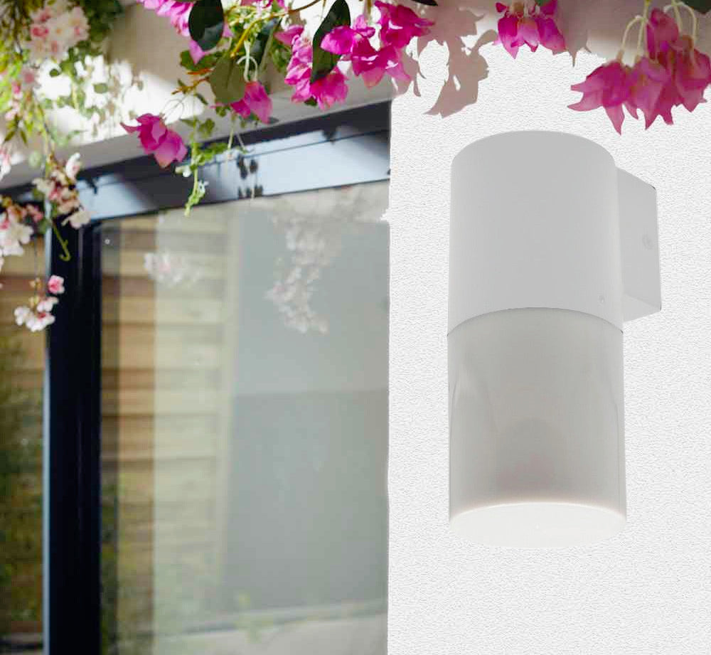Applique da esterno in bianco e grigio – Lampada da muro attacco E27 IP54 - ambraled