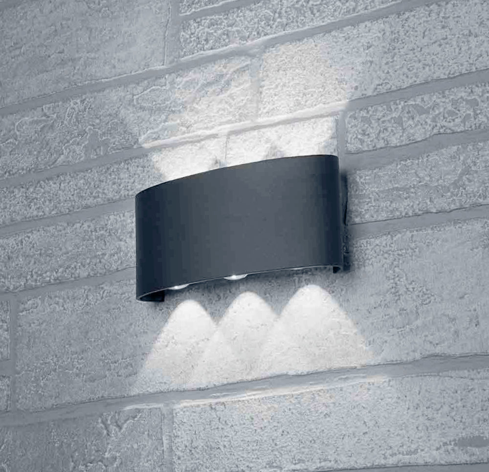 Applique doppia emissione 6 LED 16W nero – Tecnologia CCT IP65 - ambraled