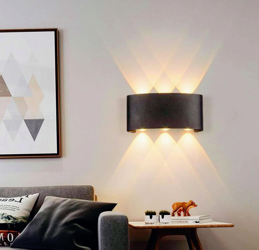 Applique doppia emissione 6 LED 16W nero – Tecnologia CCT IP65 - ambraled