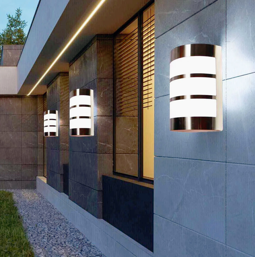 Applique in acciaio a fasce per esterni – Balcone e terrazzo, attacco E27 IP44 - ambraled