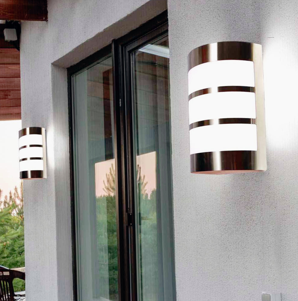 Applique in acciaio a fasce per esterni – Balcone e terrazzo, attacco E27 IP44 - ambraled