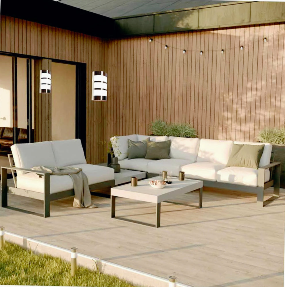 Applique in acciaio a fasce per esterni – Balcone e terrazzo, attacco E27 IP44 - ambraled