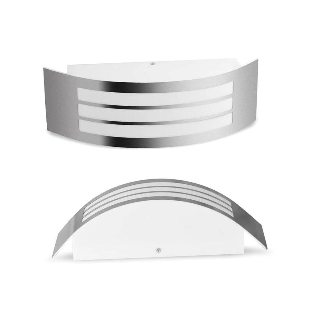 Applique in acciaio curvo per esterni E27 – Ideale per terrazzi e balconi, protezione IP44 - ambraled