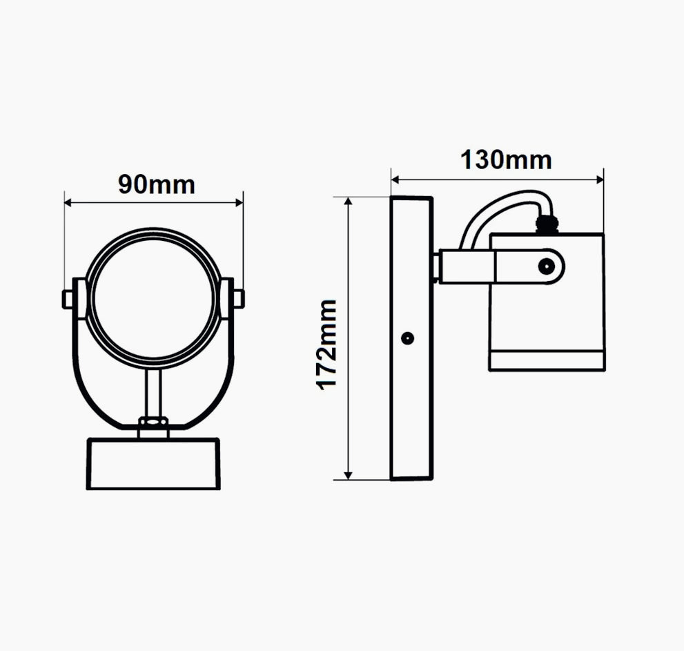 Applique orientabile da parete con attacco GU10 – Lampada da muro IP44 - ambraled