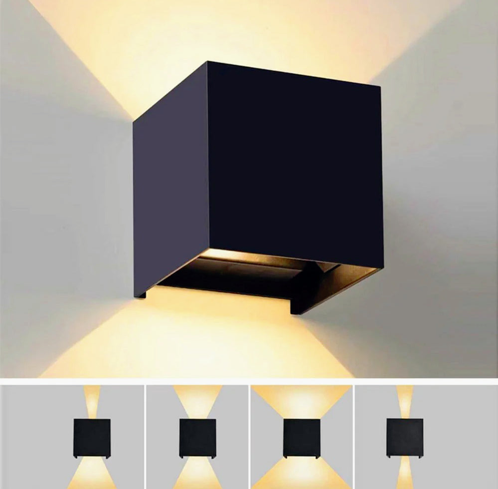 Applique LED COB 12W per parete nera – Doppia emissione luce IP55 - ambraled