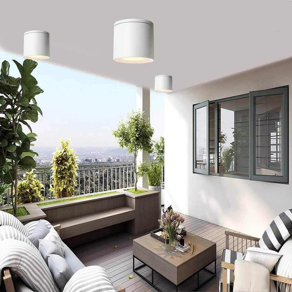 Applique soffitto a cilindro esterno – Supporto GU10, per balcone o terrazzo, protezione IP54 - ambraled
