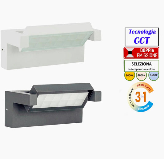 Applique da parete per esterni 21W – Tecnologia CCT 3 colori, inclinabile, protezione IP65 - ambraled