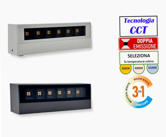 Applique LED esterna a doppia emissione 14W CCT IP65 – Illuminazione regolabile per esterni - ambraled