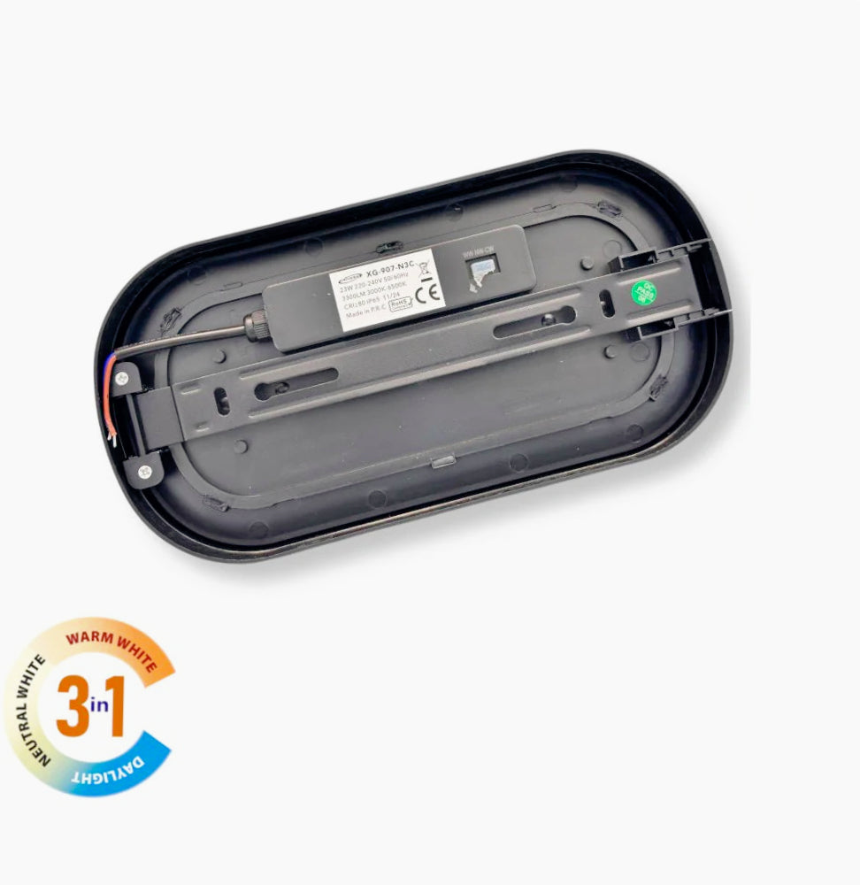 Applique parete ovale a led 23W plafoniera a soffitto IP54 CCT switch - ambraled