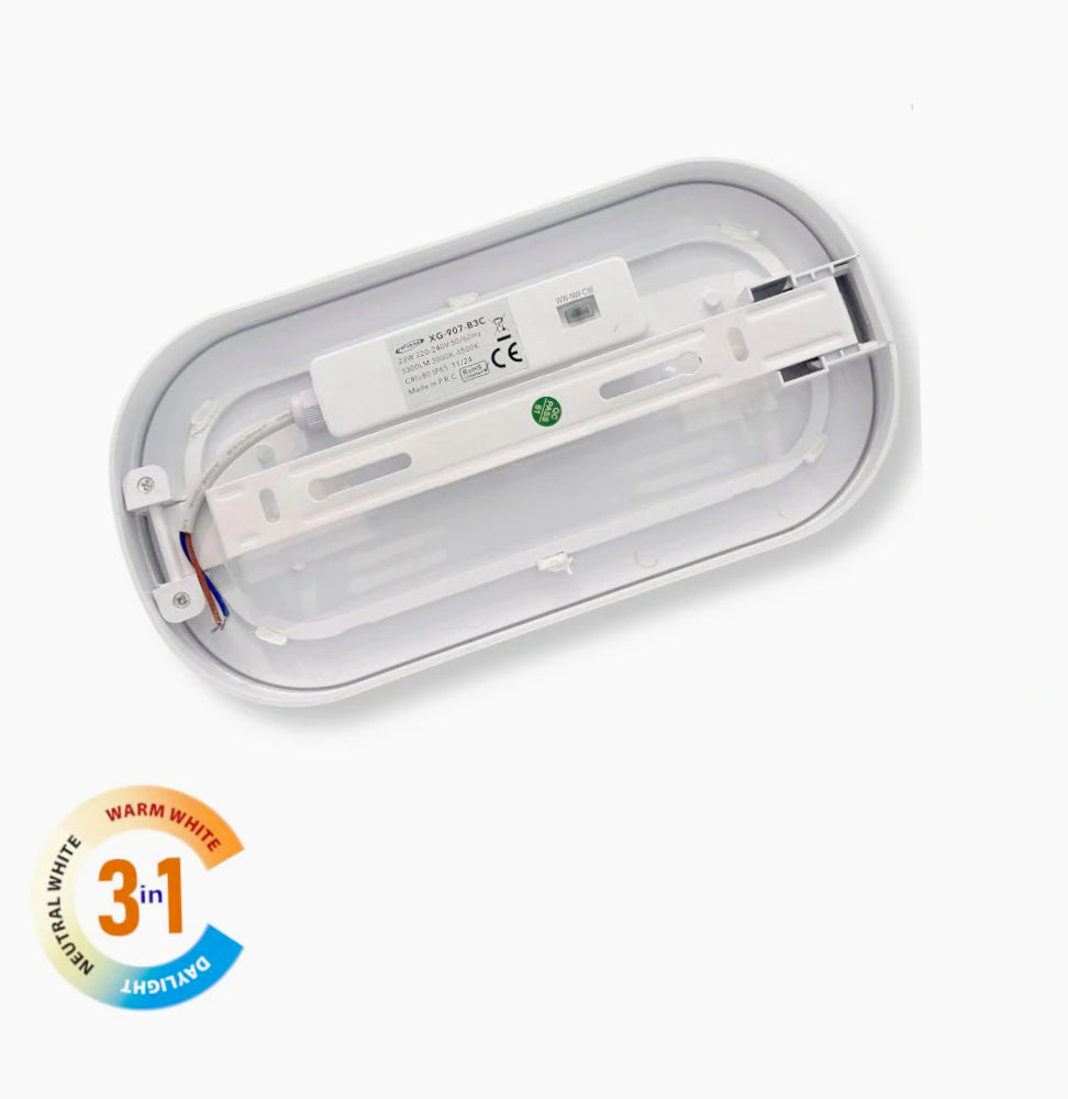 Applique parete ovale a led 23W plafoniera a soffitto IP54 CCT switch - ambraled