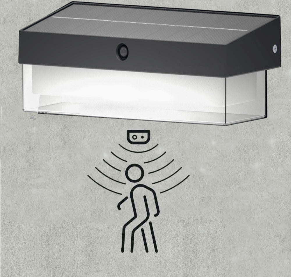 Applique a LED solare con sensore di movimento – 3 modalità luce, 6000K (luce fredda), protezione IP54 - ambraled