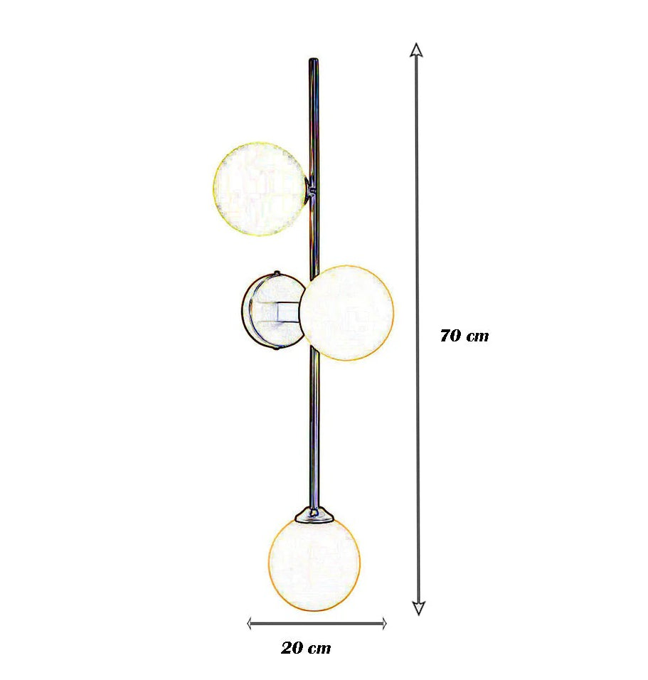 Applique a parete in bronzo – Tre sfere opache, design minimal, attacco G9 - ambraled
