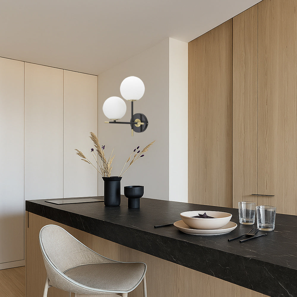 Applique da parete doppia sfera illuminazione decorativa 2 attacchi G9