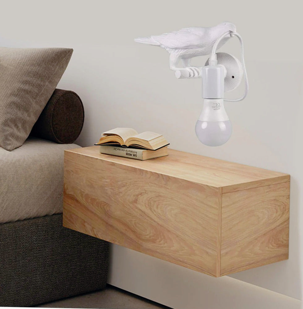Applique decorativa a forma di corvo per muro – Attacco E27 - ambraled