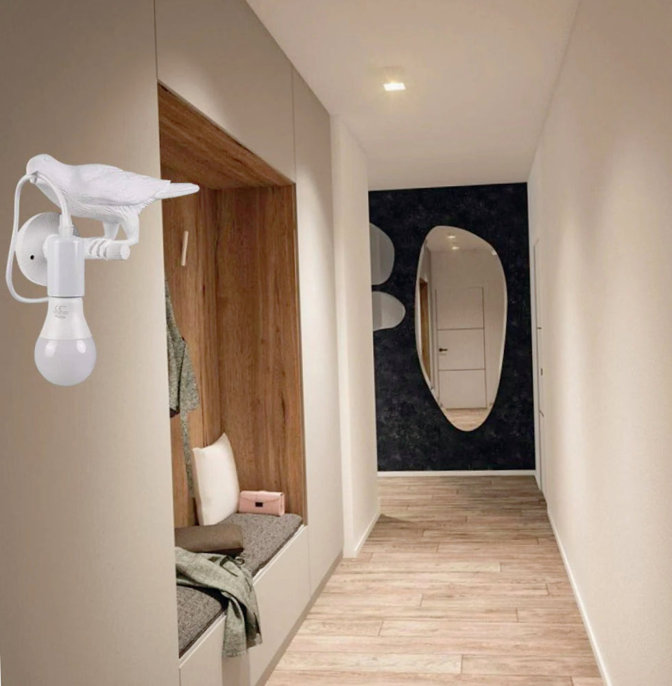 Applique decorativa a forma di corvo per muro – Attacco E27 - ambraled