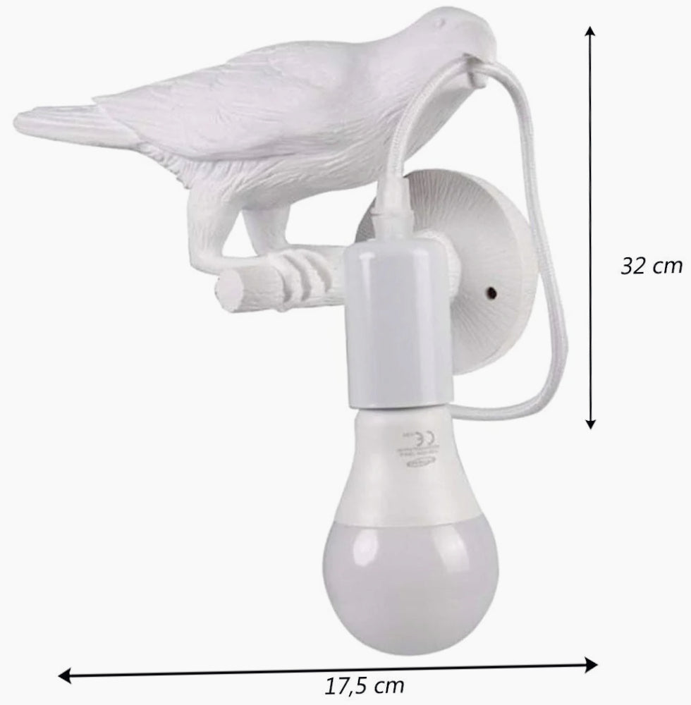 Applique decorativa a forma di corvo per muro – Attacco E27 - ambraled
