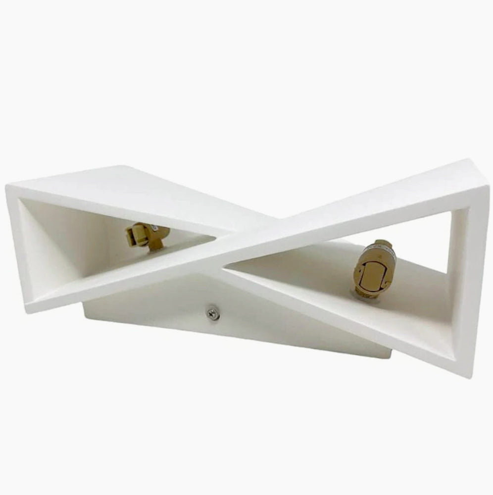Applique in gesso rettangolare incrociato per parete – Illuminazione doppia (up & down), lampadina G9 - ambraled