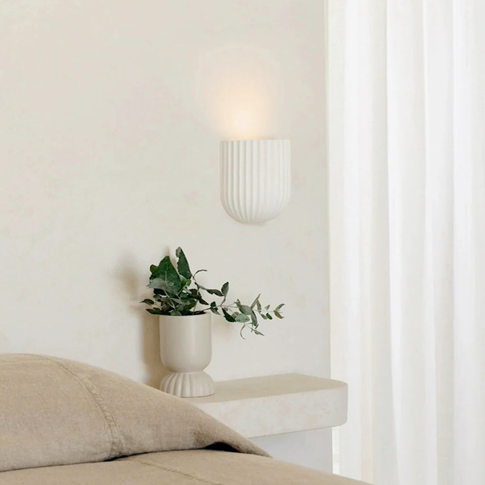 Applique in gesso rigato  a parete – Lampada muro verniciabile con attacco GU10 - ambraled