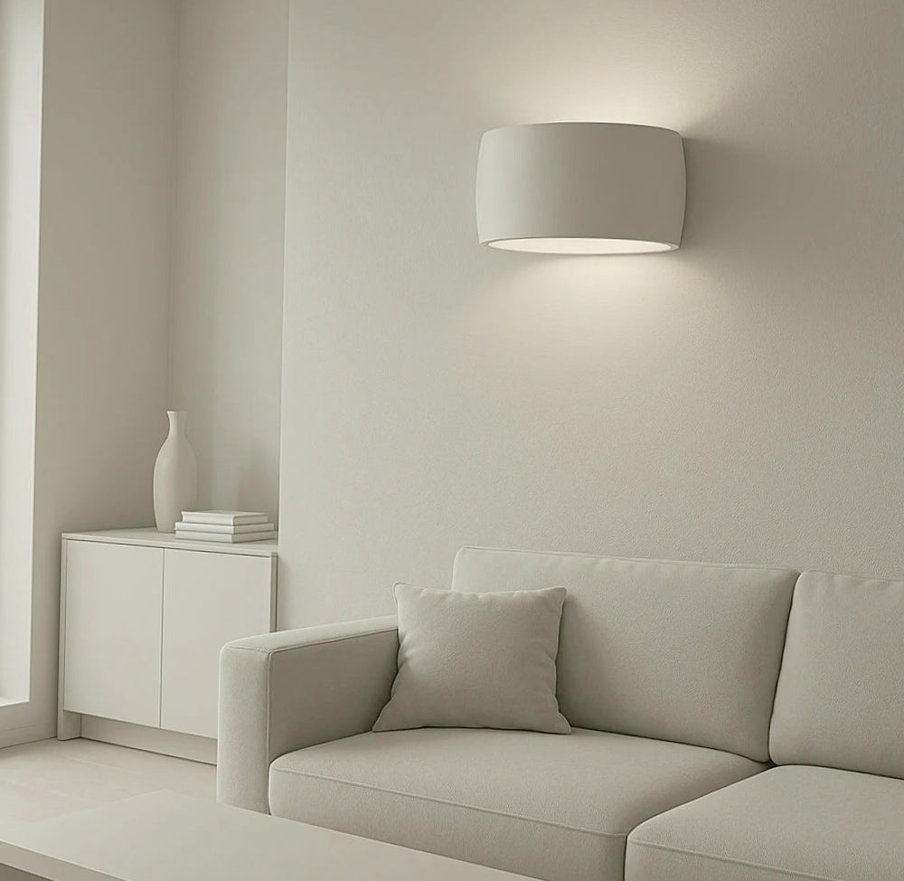 Applique ovale in gesso per parete con doppia emissione luce R7S – Illuminazione decorativa - ambraled