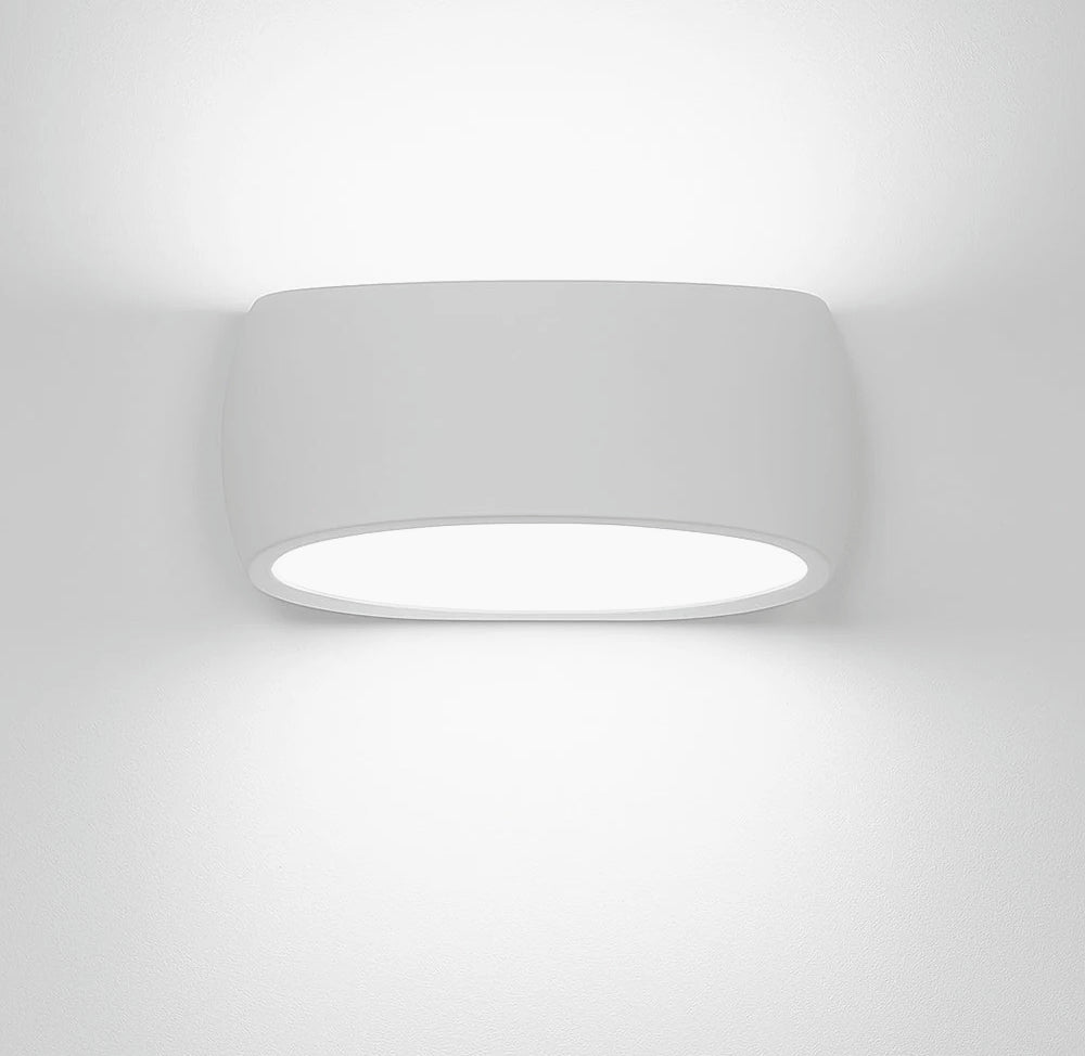 Applique ovale in gesso per parete con doppia emissione luce R7S – Illuminazione decorativa - ambraled