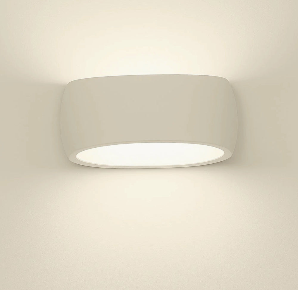 Applique ovale in gesso per parete con doppia emissione luce R7S – Illuminazione decorativa - ambraled