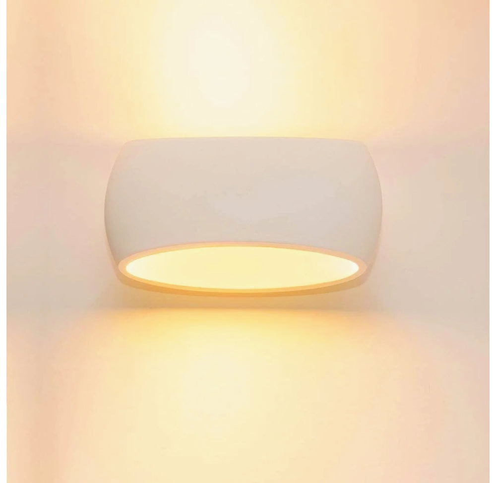 Applique ovale in gesso per parete con doppia emissione luce R7S – Illuminazione decorativa - ambraled