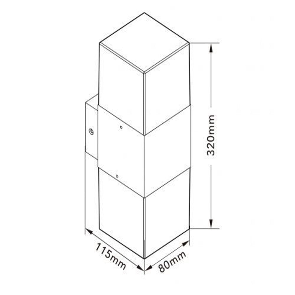 Applique parete doppia emissione di luce 2 attacchi E27 IP44 ruggine
