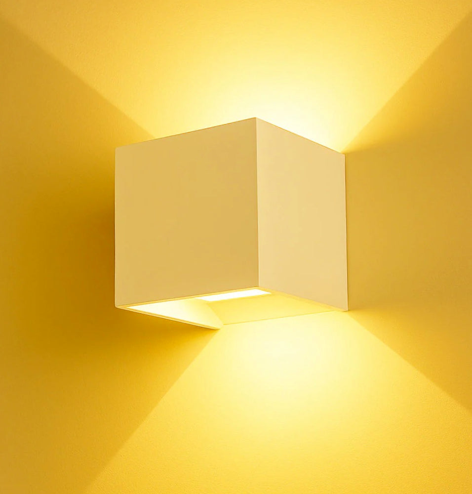 Applique cubo in gesso per parete – Doppia emissione luce attacco G9 - ambraled