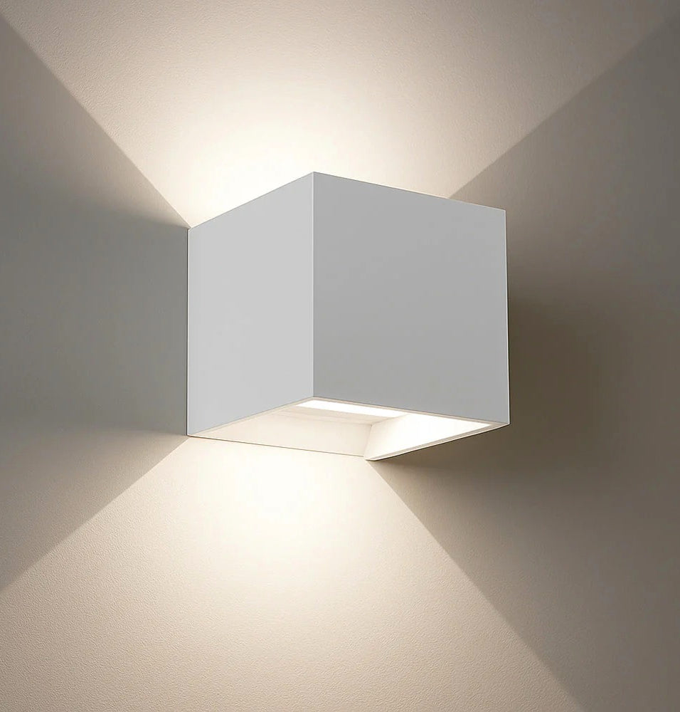 Applique cubo in gesso per parete – Doppia emissione luce attacco G9 - ambraled