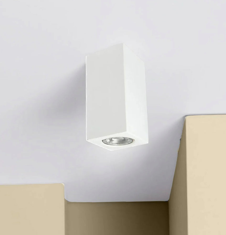 Applique da soffitto portafaretto in gesso a cubo verniciabile GU10 - ambraled
