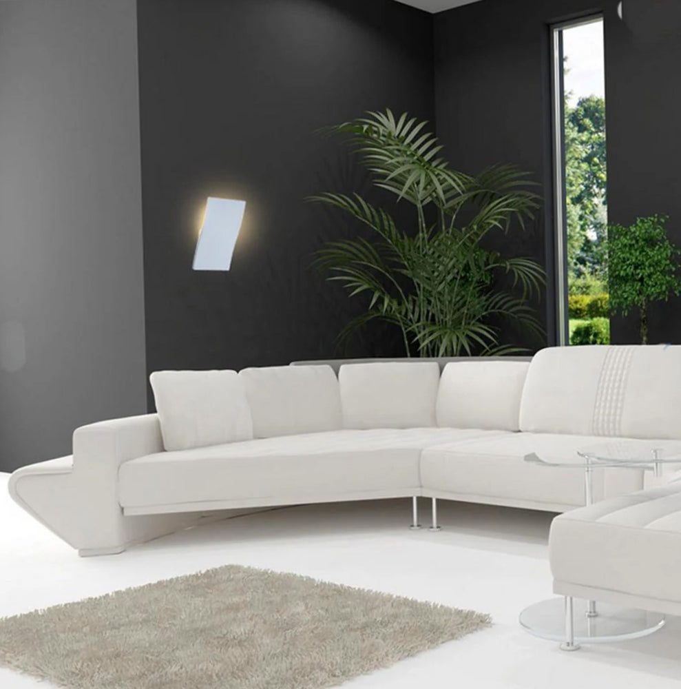 Applique in gesso rettangolare ondulato – Lampada muro verniciabile con attacco E14 - ambraled