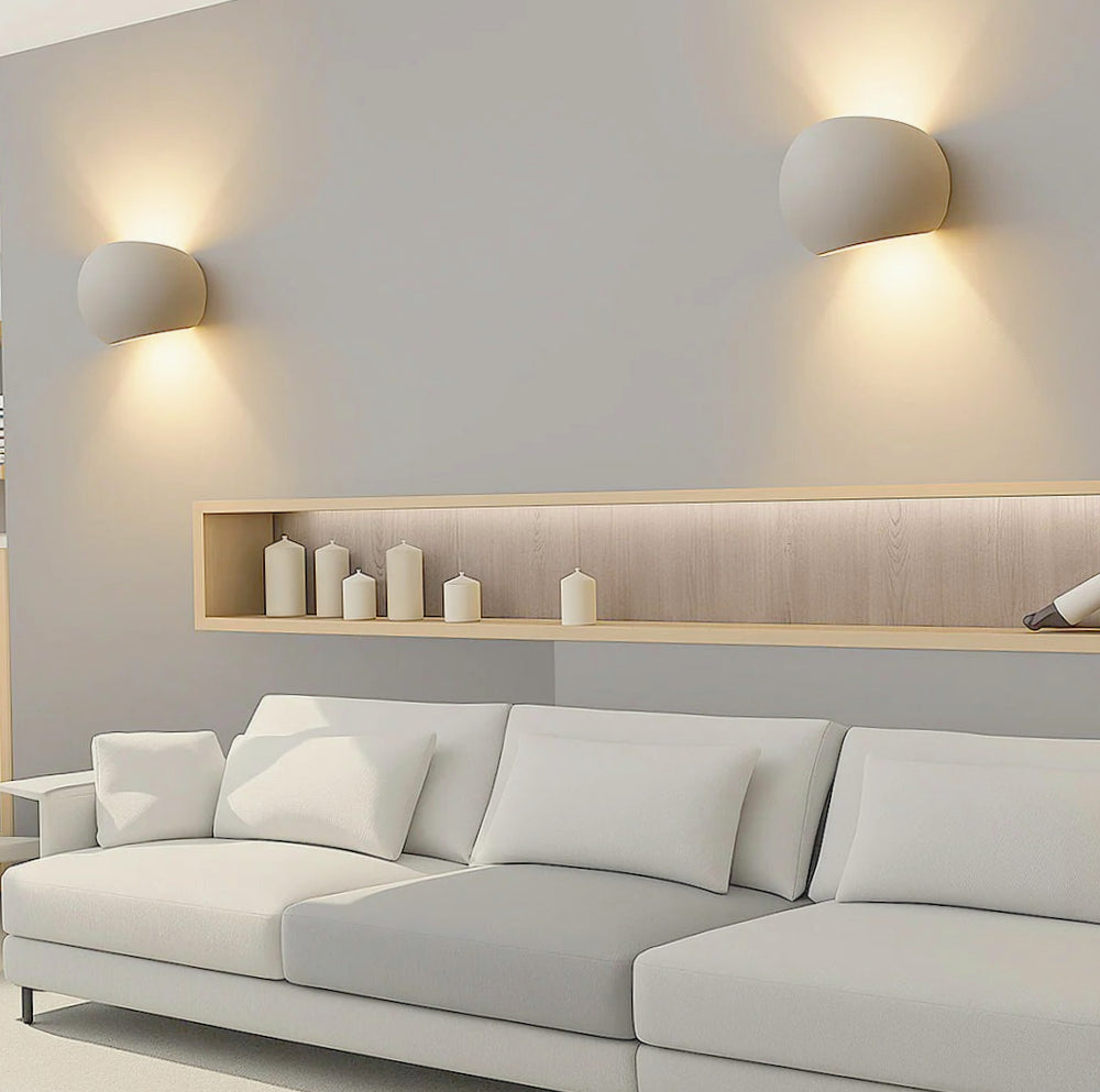 Applique tonda in gesso per parete – Doppia emissione luce attacco G9 - ambraled