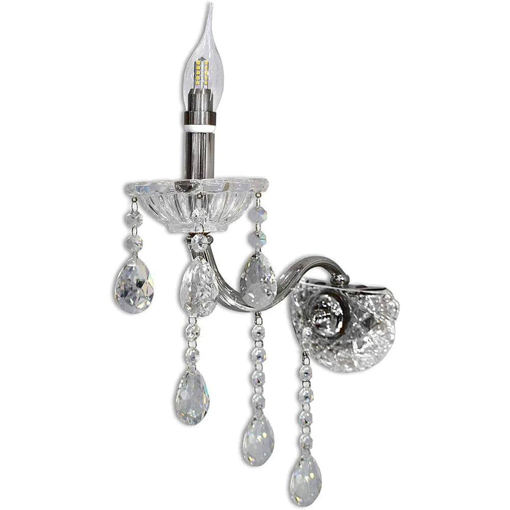 Applique candelabro con pendenti a gocce in acrilico – Attacco E14 - ambraled