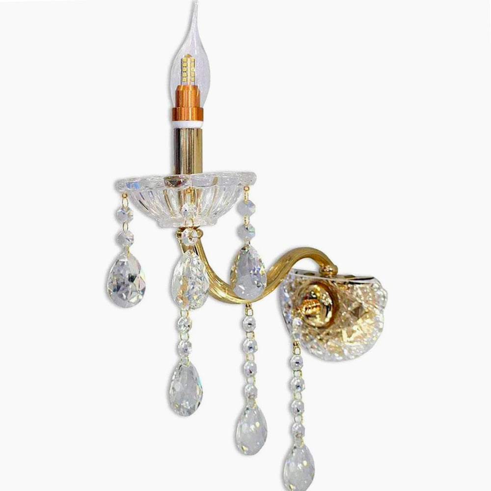 Applique candelabro con pendenti a gocce in acrilico – Attacco E14 - ambraled