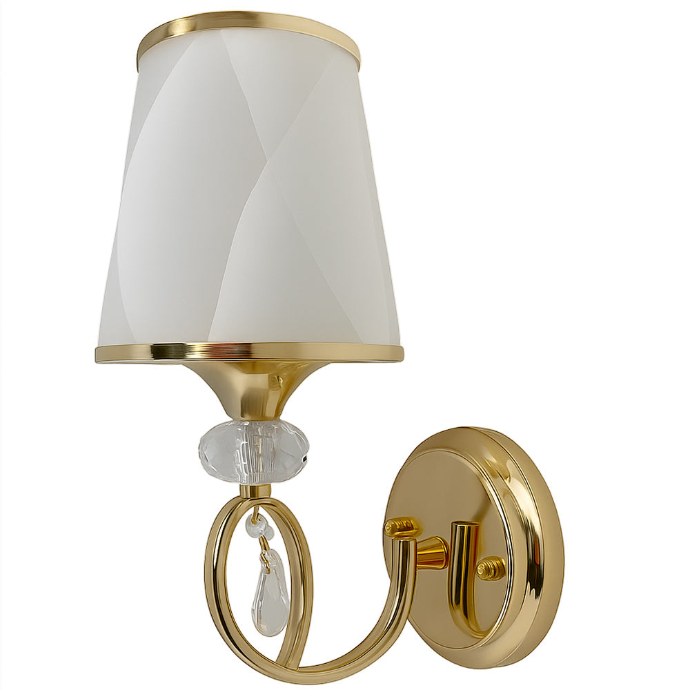 Applique con pendoli in vetro oro/argento per parete – Attacco E27 - ambraled