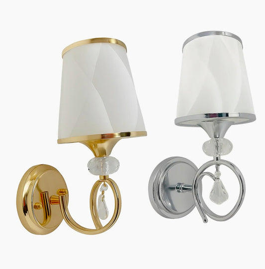 Applique con pendoli in vetro oro/argento per parete – Attacco E27 - ambraled