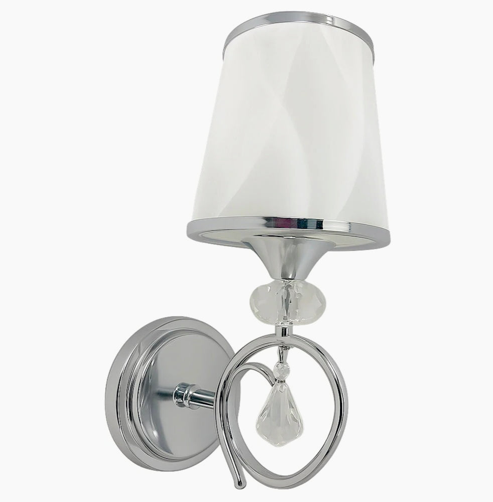 Applique con pendoli in vetro oro/argento per parete – Attacco E27 - ambraled