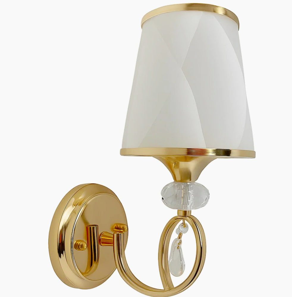 Applique con pendoli in vetro oro/argento per parete – Attacco E27 - ambraled