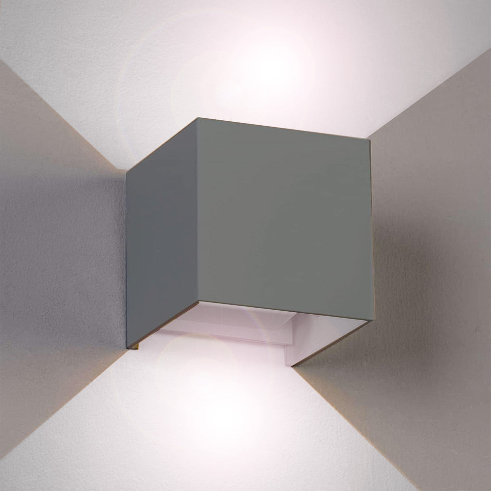 Applique LED COB 12W per parete grigia – Doppia emissione luce IP55 - ambraled
