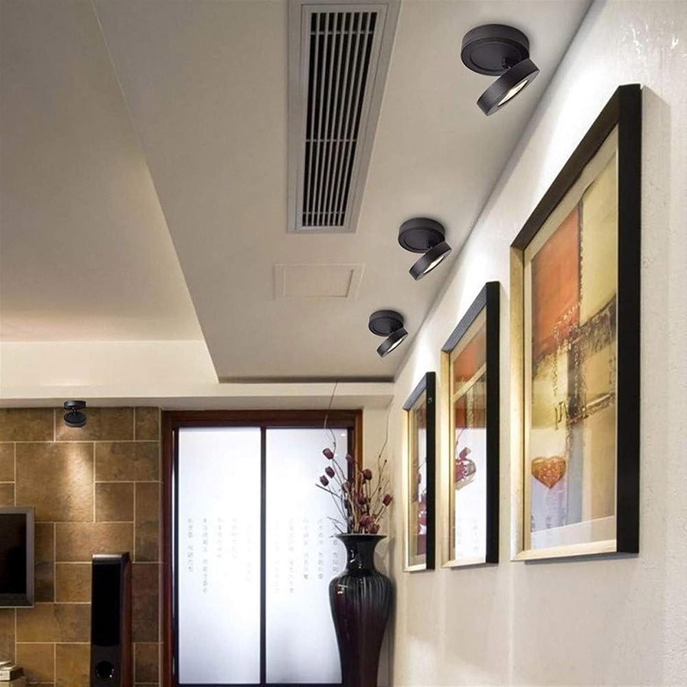 Lampada orientabile LED COB 7W – Parete/soffitto, finitura nera - ambraled