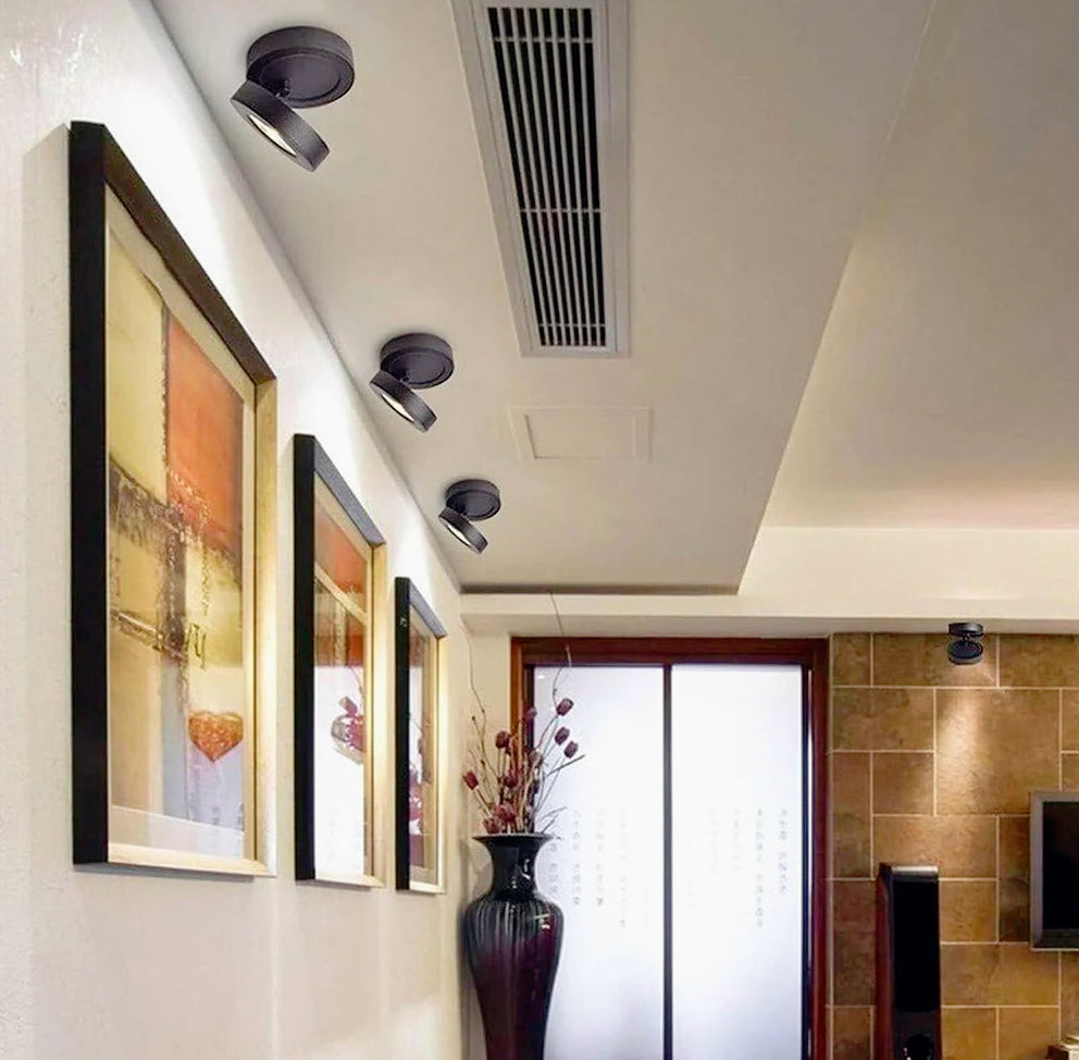 Lampada orientabile LED COB 7W – Parete/soffitto, finitura nera - ambraled